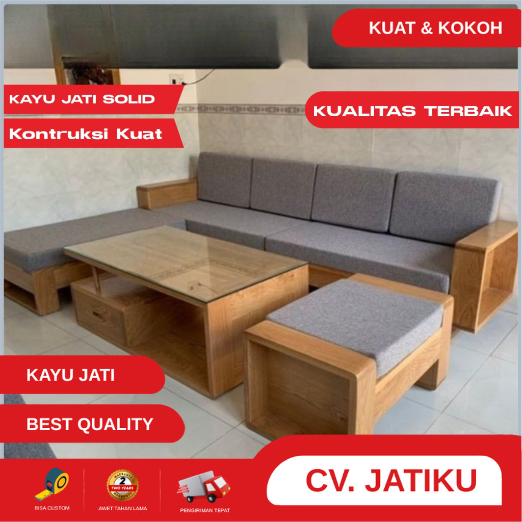 Kursi Tamu sofa Minimalis kursi tamu sofa Kayu Jati - Kursi Sofa Sudut - Kursi Sudut Jati terlaris