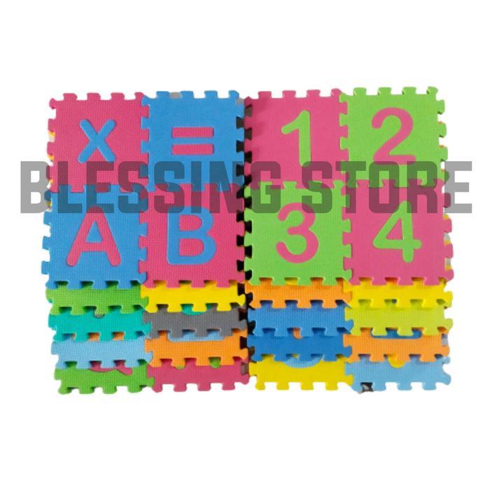 Evamat angka dan huruf uk 15x15 isi 40 pcs matras lantai/puzzle