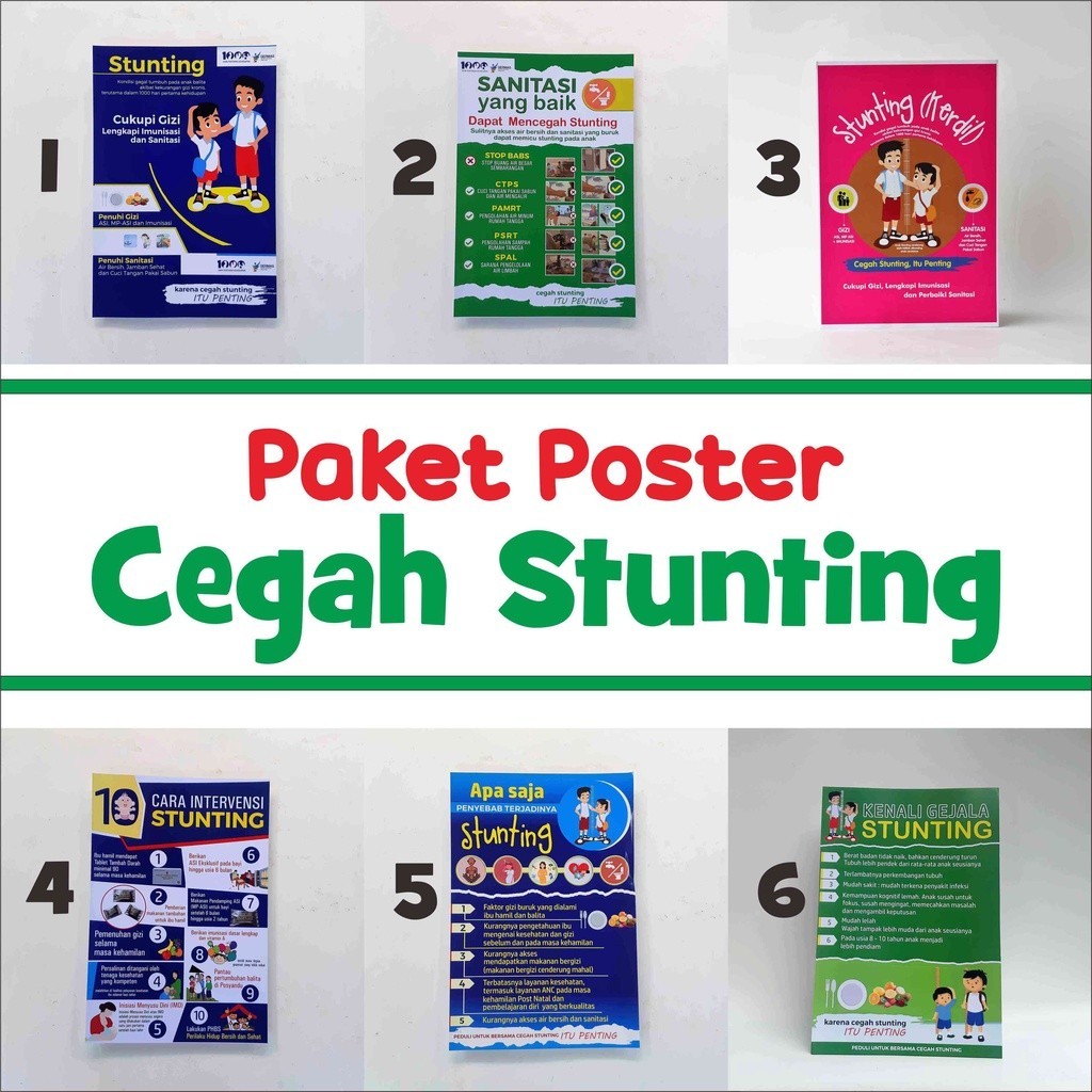 Paket Poster Stunting, Poster Informasi Stunting, Edukasi Stunting, Poster Kesehatan, LAMINATING