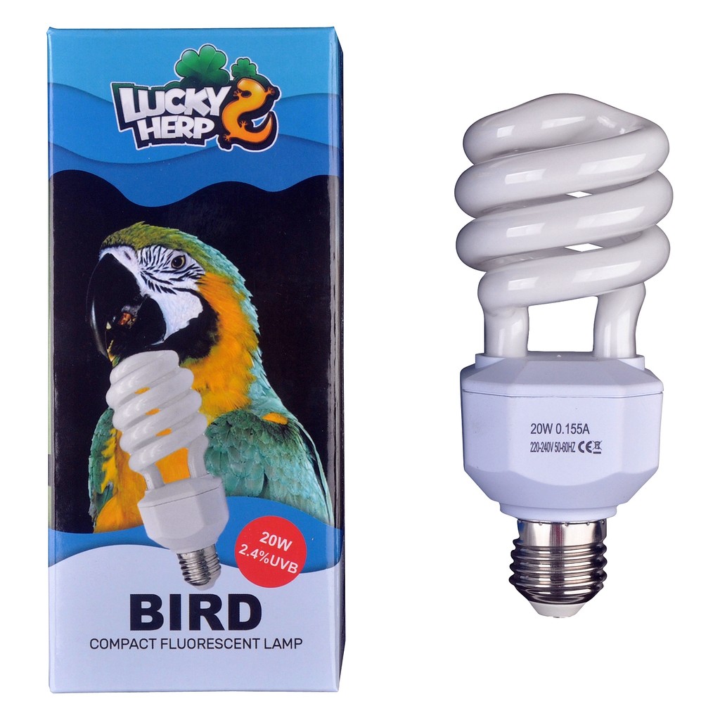 Compact Bird Lamp Fluorescent Lighting Bulb, 24% UVB, 220240V,20W,Screw Thread