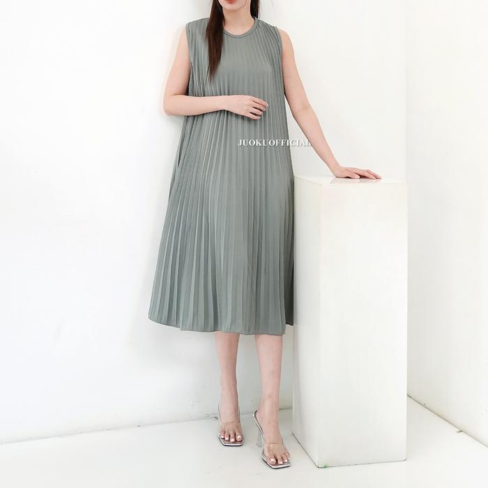 promo  -Inner Midi Dress Plisket Mayung Oneck / Dress Polos Plisket  / Inner Plisket / Dress Mayung 