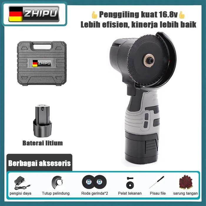 ZHIPU Mesin gerinda mini 16.8V mesin pemoles kecil multi-fungsi untuk keperluan rumah tangga mesin p