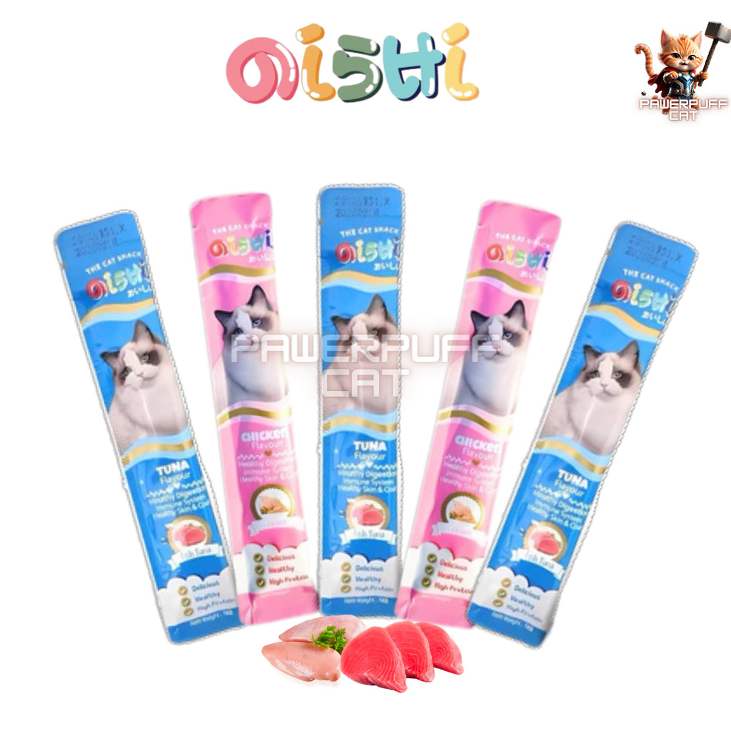 PPC OISHI SNACK 16G Camilan Kucing Basah Creamy Treats Ikan Ayam Tuna Chicken Flavor Cemilan