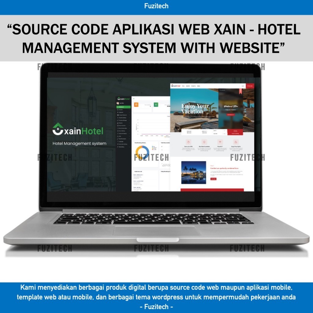 SOURCE CODE APLIKASI WEB XAIN - HOTEL MANAGEMENT SYSTEM WITH WEBSITE FUZITECH