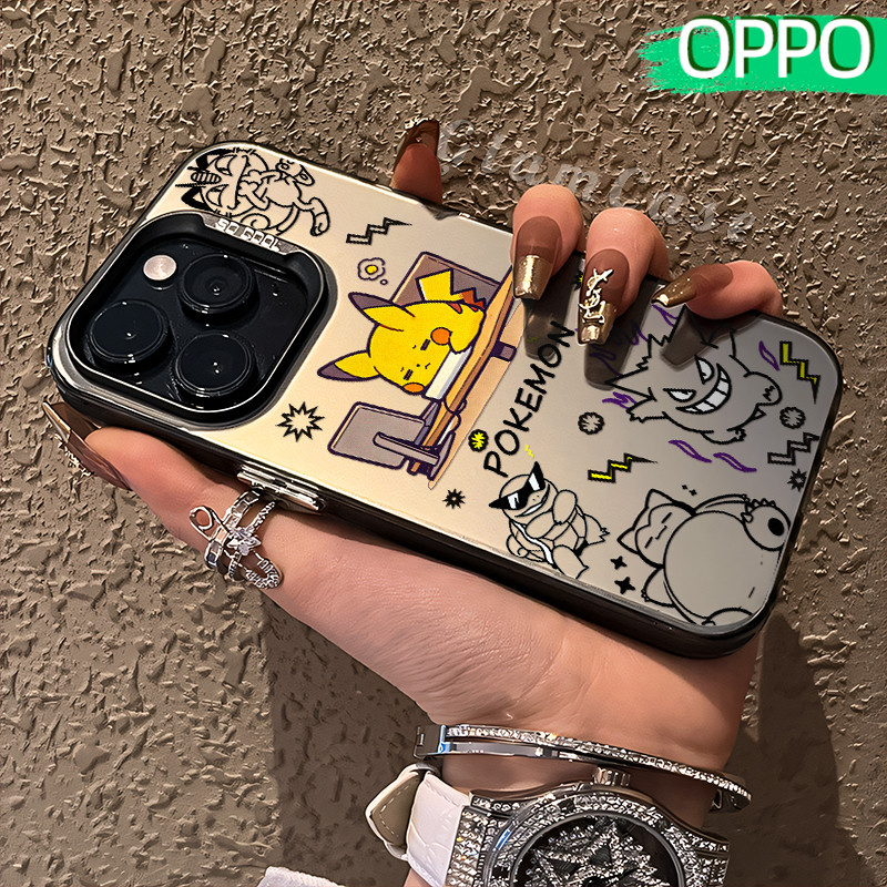 Keren Logo Glossy Hologram PC Case OPPO A18 A57 A16 A15 A17 A60 A3x A3s A5s A54 A53 A12 A31 A58 A1K 