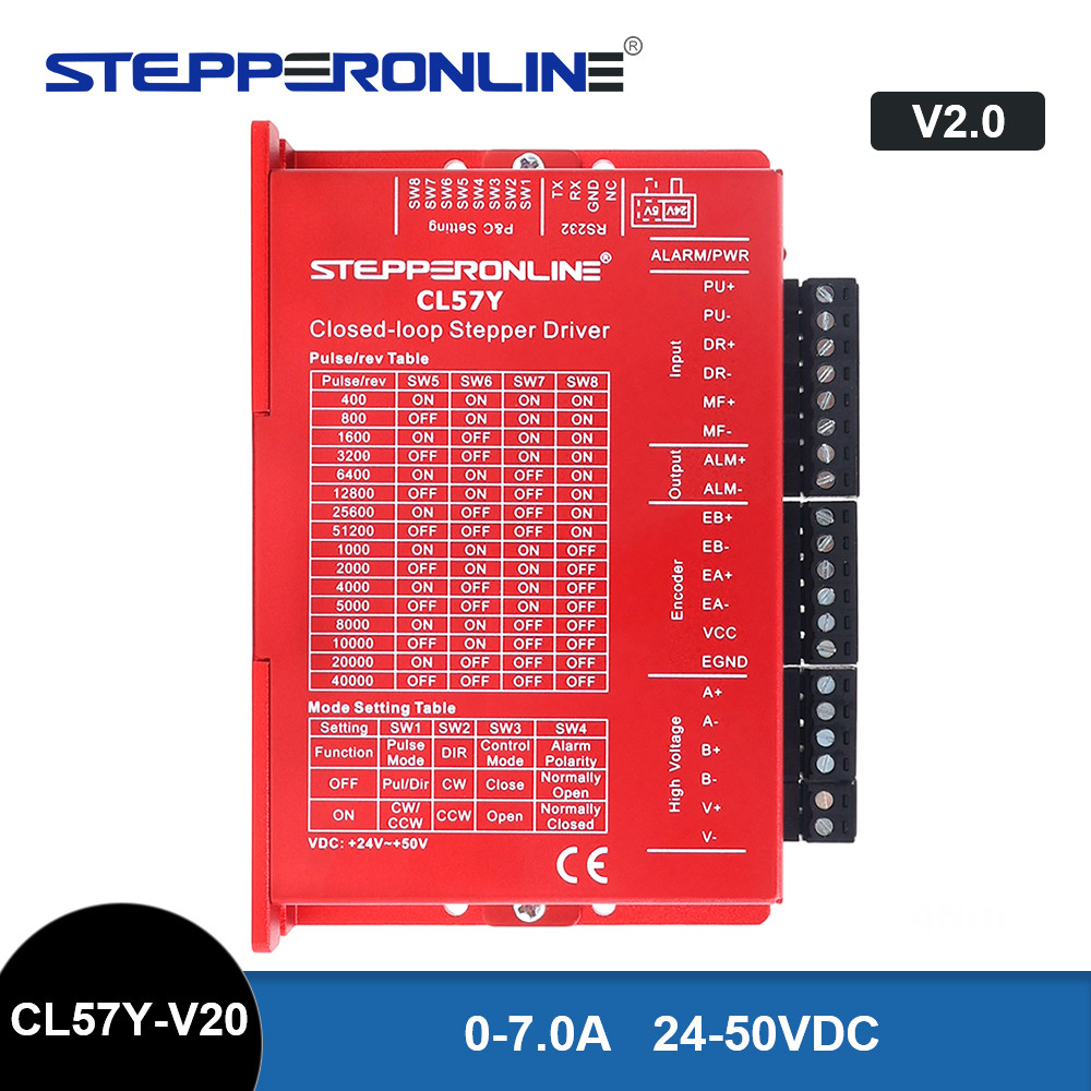 STEPPERONLINE CL57Y V2.0 Nema 23 Closed Loop Stepper Motor Driver 0-7.0A 24-50VDC for Nema23,24 Step