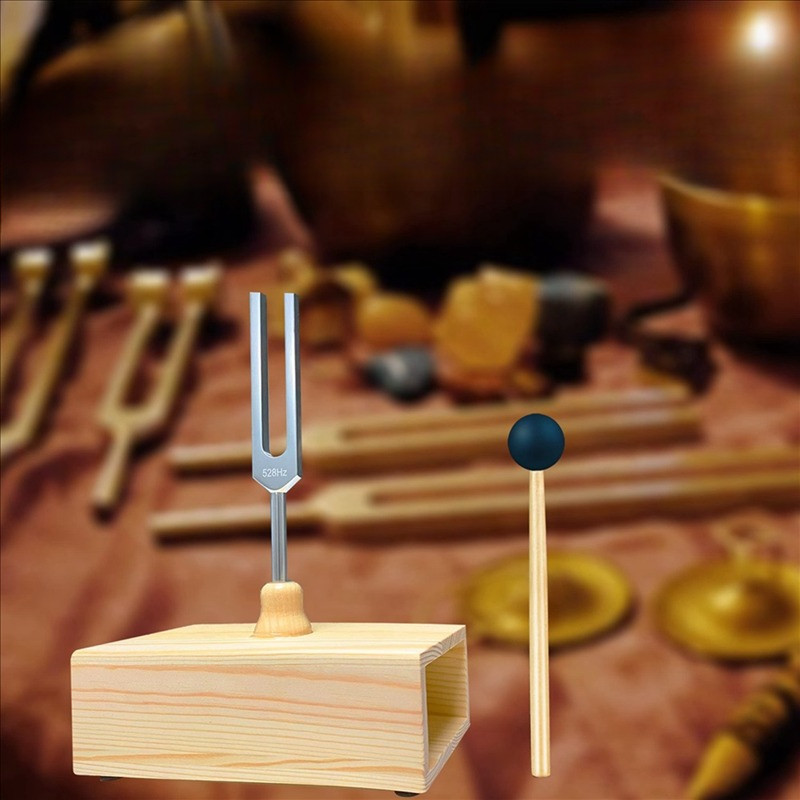 10X 528Hz Tuning Fork With Resonance Box, Aluminum Alloy, Wooden Speaker, Perfect For SPA Aromathera