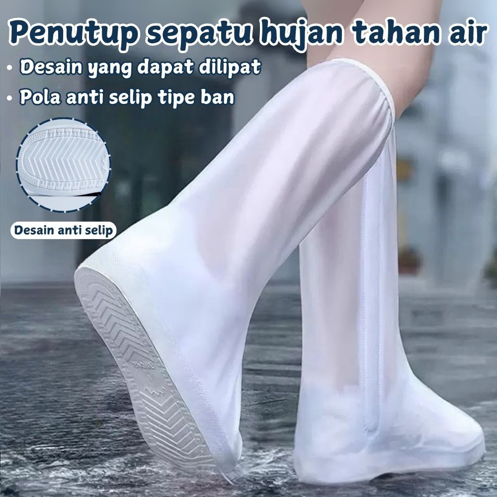 Hujan Cover Shoes Sepatu Rain Cover Rhodey PVC Anti Air Non Slip with Zipper Size L & XL Cover Shoes