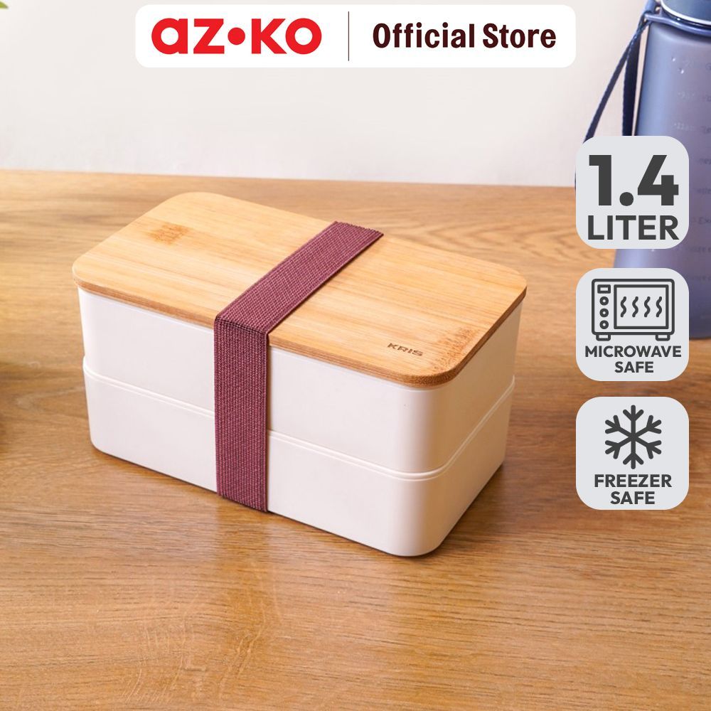 AZKO Kris Miku Kotak Makan 2 Susun Lunch Box Food Grade Food Box Kotak Bekal Makan  Wadah Makanan