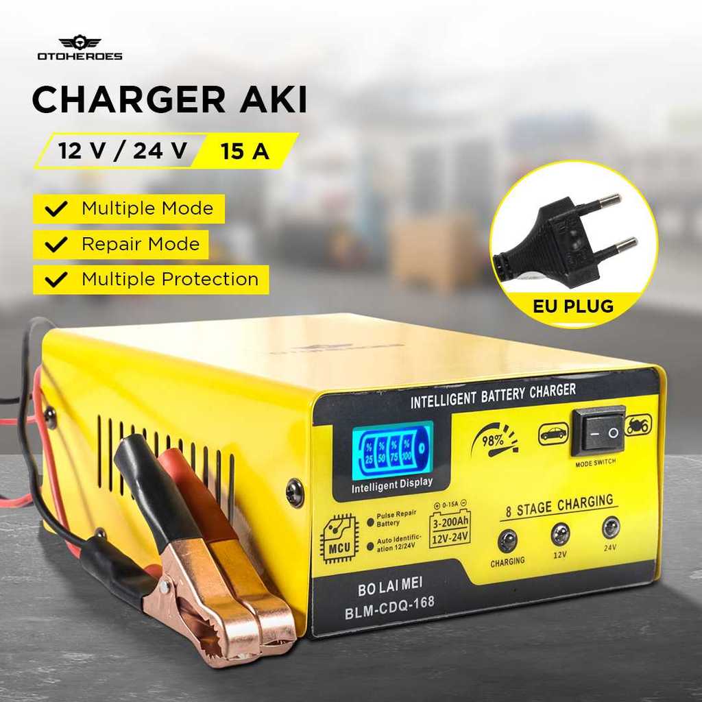 Charger Aki Mobil Battery Charger 12V/24V 15A