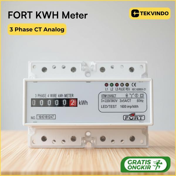 KWH Meter 3 Phase FORT XTM1250SCT Analog CT Type Power Meter Indikator Energi Panel Listrik