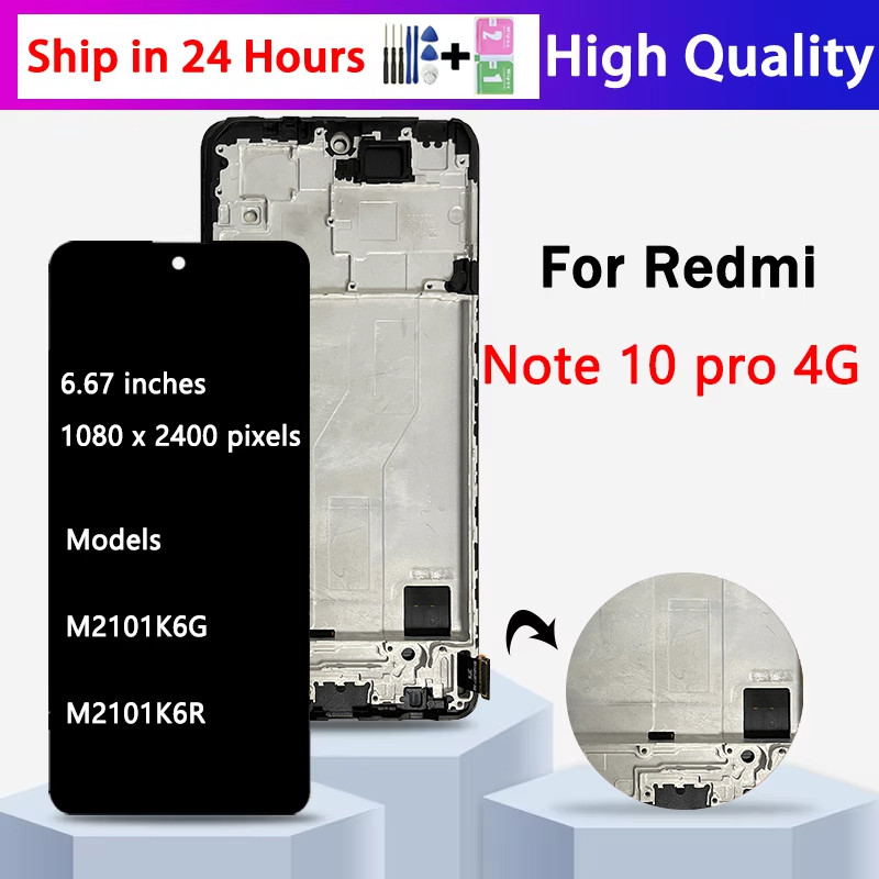 6.67" AMOLED For Redmi Note10Pro M2101K6G splay Replacment For Xiaomi Redmi Note 10 Pro splay LCD To