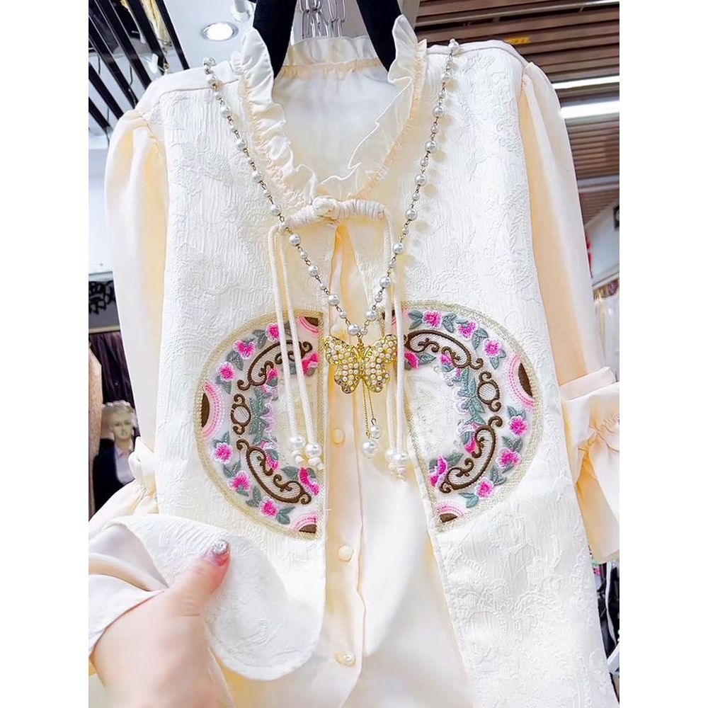 Baju Wanita Atasan Ruffle Leaf Ukuran Besar Cina Baru