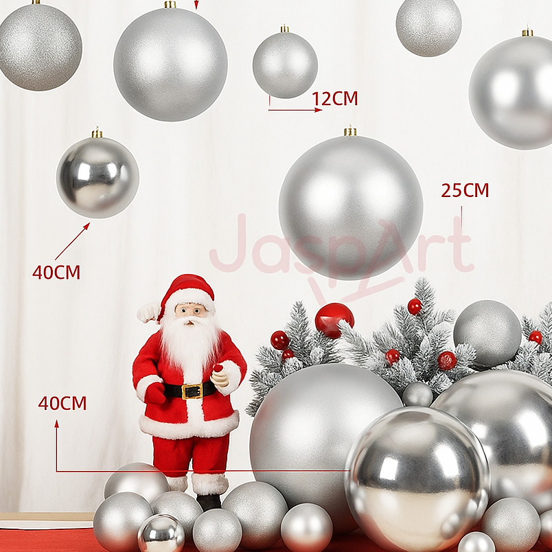 Gantungan pohon natal bola warna Silver hiasan natal aksesoris dekorasi christmas Silver EDITION