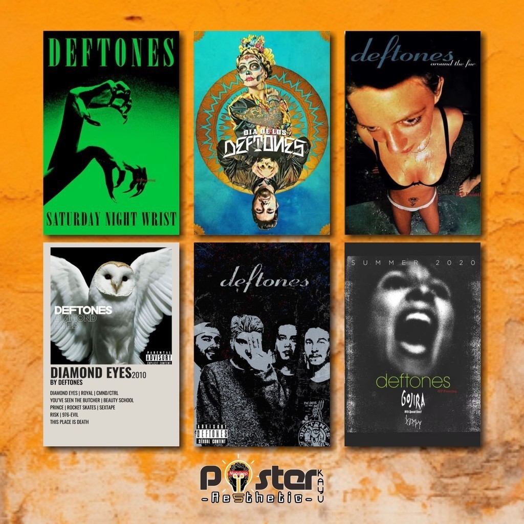 Poster kayu aesthetic retro band deftones vintage Hiasan Dinding kamar cowok poster album music