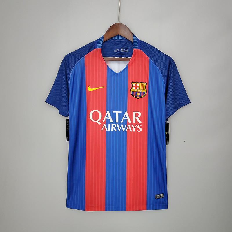 Jersey Retro Barcelona 16/17 home A44 Bola Retro football T shirt pria