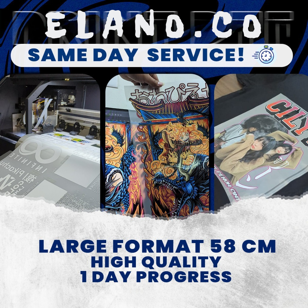 Print DTF Custom Sablon Setrika A3 A4 A5 Jasa Cetak Print DTF Permeter Sablon Siap Press Setrika