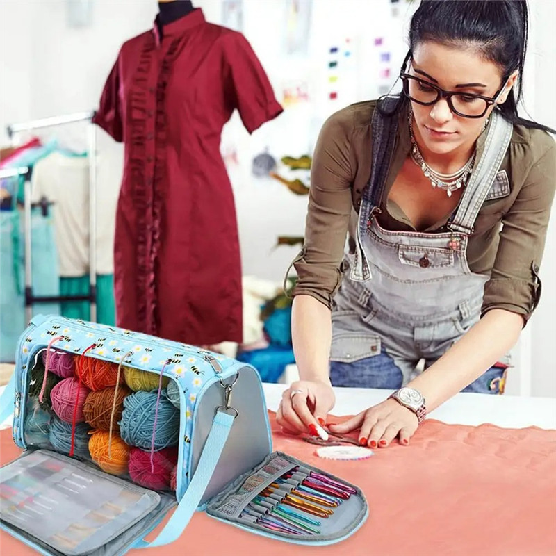 AFOURT-Yarn Bags For Crocheting Yarn Bag Organizer Portable Knitting Organizer Multipurpose Crochet 