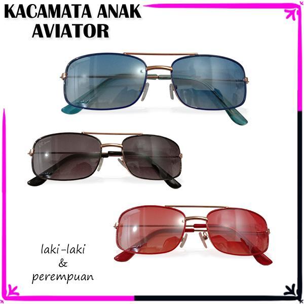 KACAMATA AVIATOR ANAK FRAME BESI SUN GLASS MODEL TONY STARK ANTI SILAU - Biru