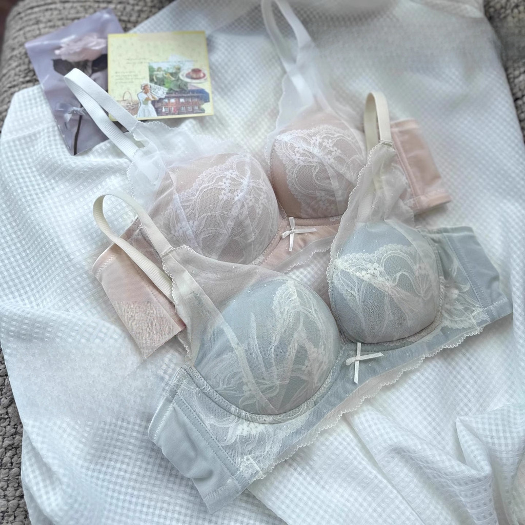 [Miss Lace]Bra renda Prancis wanita untuk payudara kecil, bra push-up untuk payudara besar