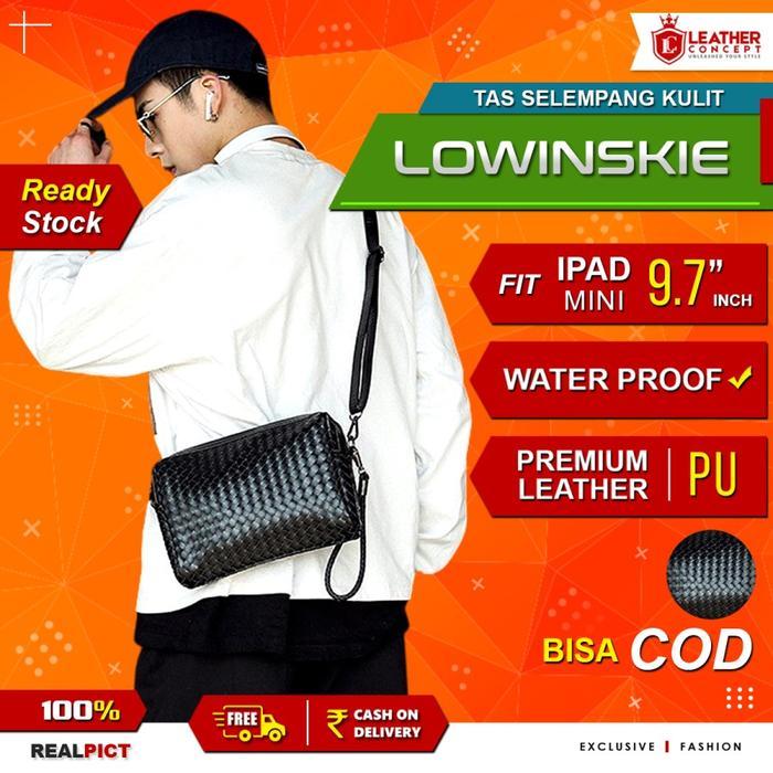 Leather Concept LOWINSKIE Clutch Bag Pria Clutch Kulit Pria Tas Tangan Pria Tas Kulit anyaman cowok 
