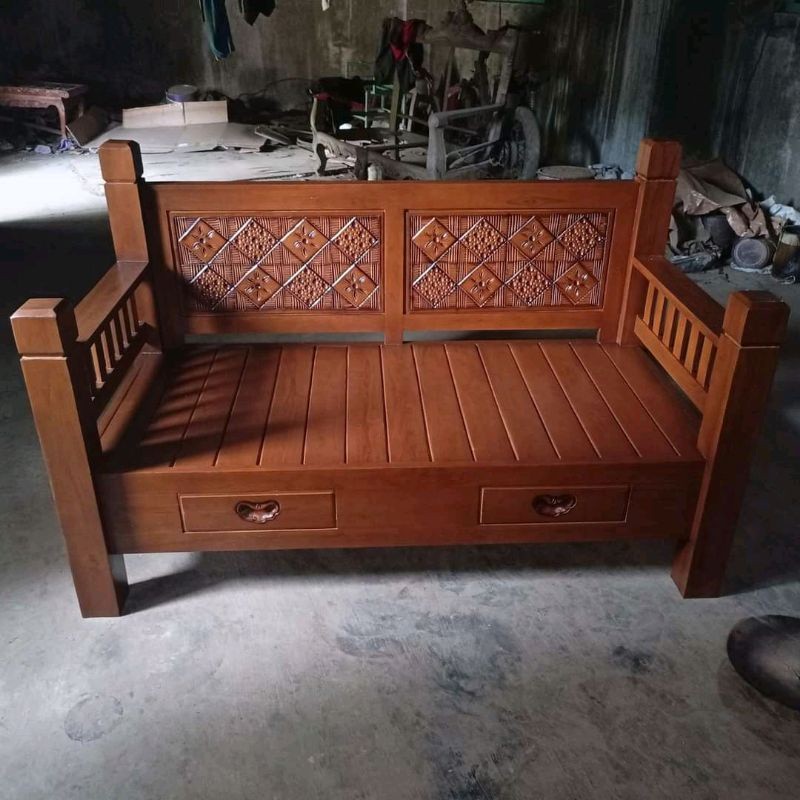 Bale-Bale Minimalis Kayu Jati 150x60 Coklat