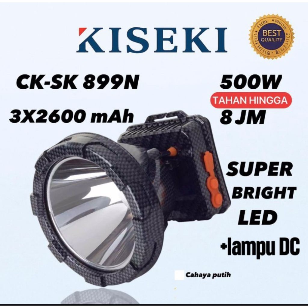 CUCI GUDANG Kiseki Senter Kepala CK-SK899N 500Wat Senter Kepala Super Terang  Cahaya Putih 7800mAh K