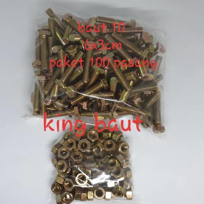 Baut 10 + Mur (6mm) x 3 cm - 100 Set