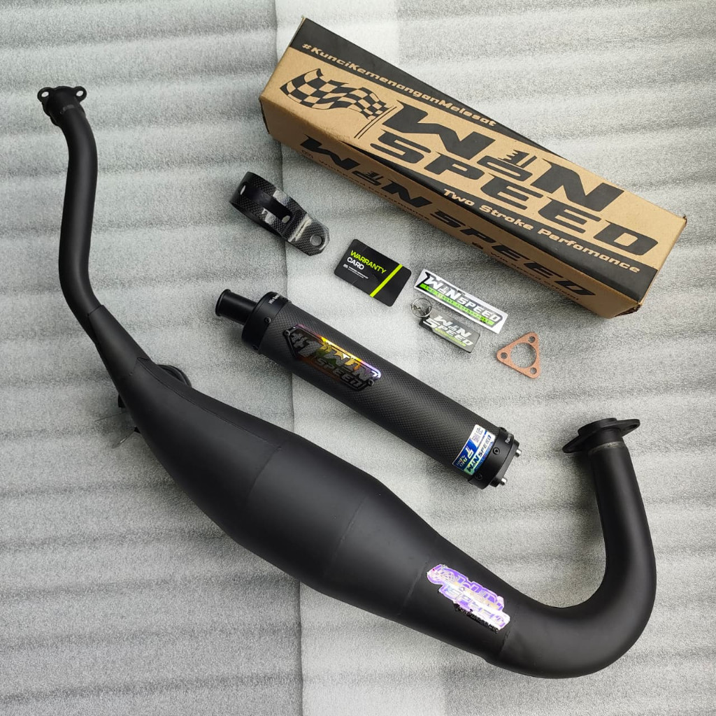 Knalpot Win speed Ninja R/RR/SS Carbon Doff ENDCAP FINISHING CNC CHAMBER BLACK KOBRA MEDIUM