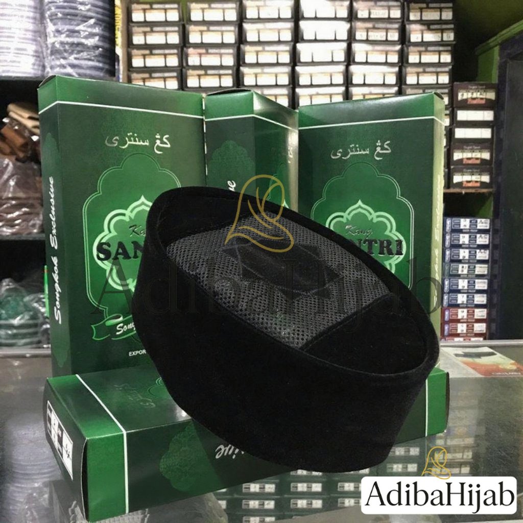 songkok kang santri model ac tengah tinggi 8 9 10 exclusive peci kang santri kopiah hitam