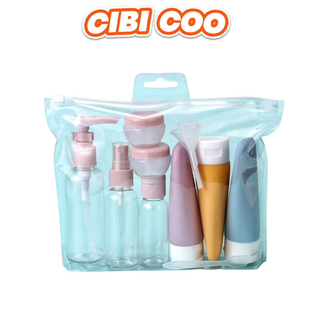 CIBICOO Botol Travel Kit isi 10pcs H1081 Perlengkapan Lotion Sabun Skincare Praktis Wadah Isi Ulang