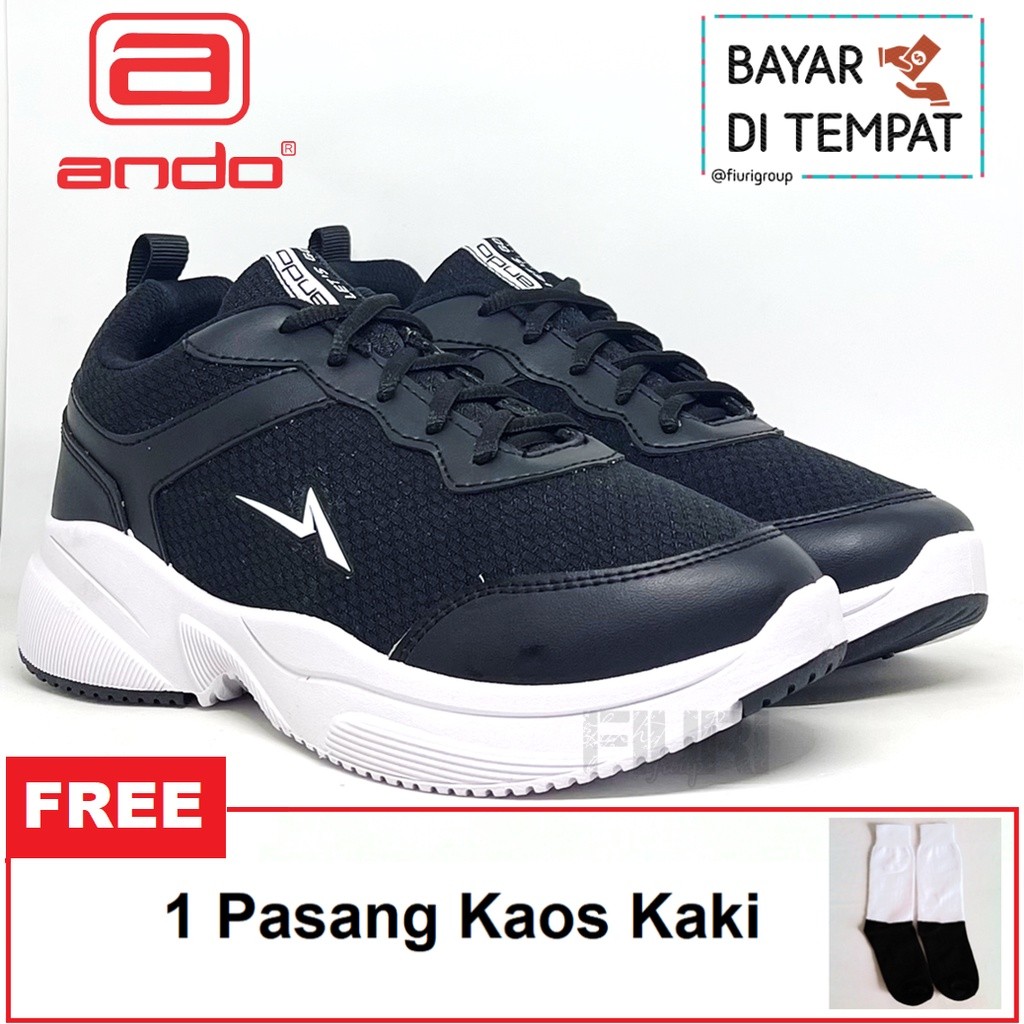 Ando Original - ORLIN 37-40 HITAM PUTIH - Sepatu Kets Wanita - Sepatu Sneakers Wanita - Sepatu Olahr