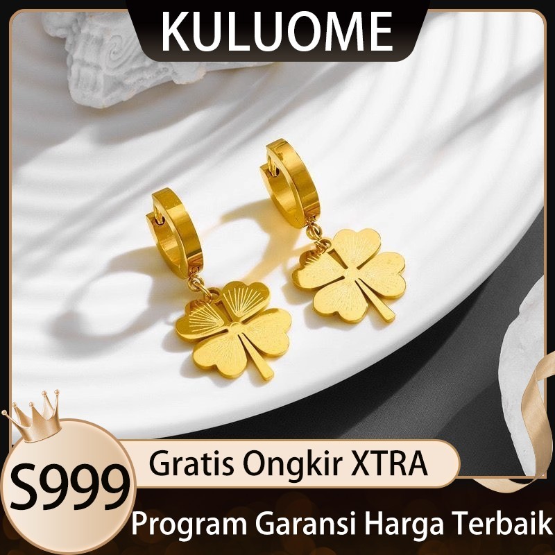 KULUOME Anting-anting Kelopak Hati Baru Klip Telinga Perhiasan Telinga Boutique Gaya Korea Kepribadi