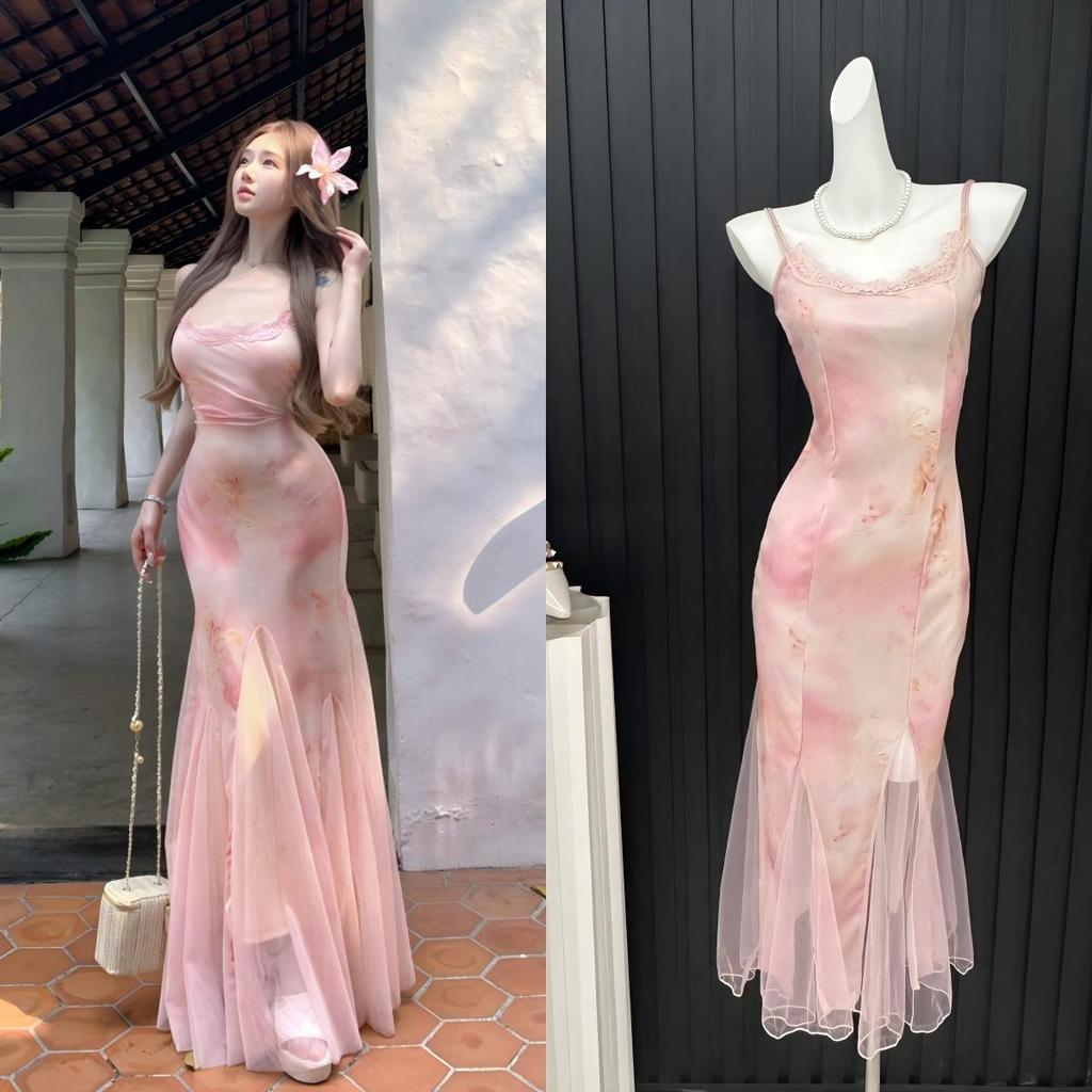 midi fairy dress korean style wanita pesta wanita pink summer dress jala style princess tanpa lengan