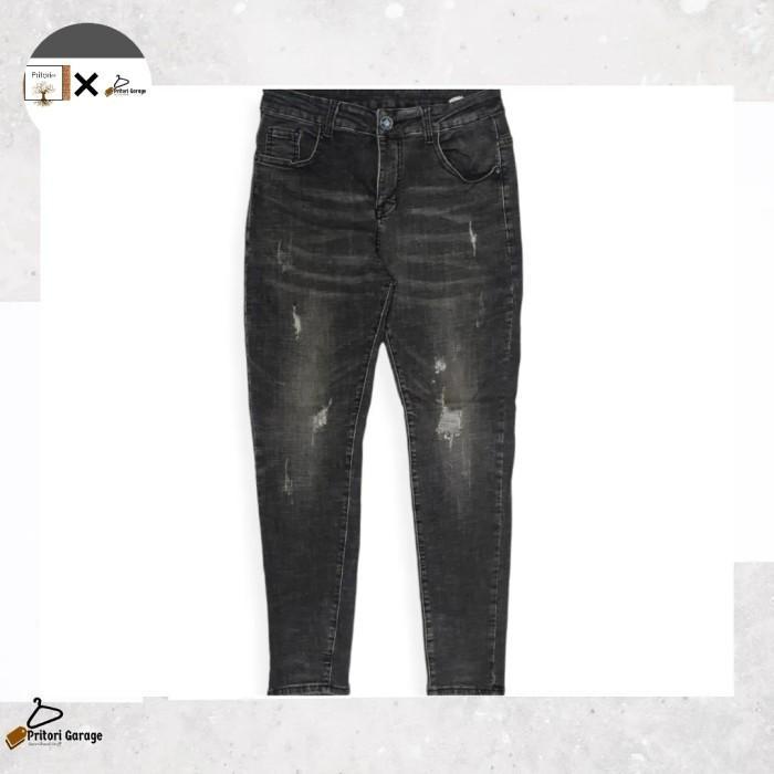 Soft Ripped Ankle Jeans Denim Philipp Plein Skinny Fit Dark Grey 28