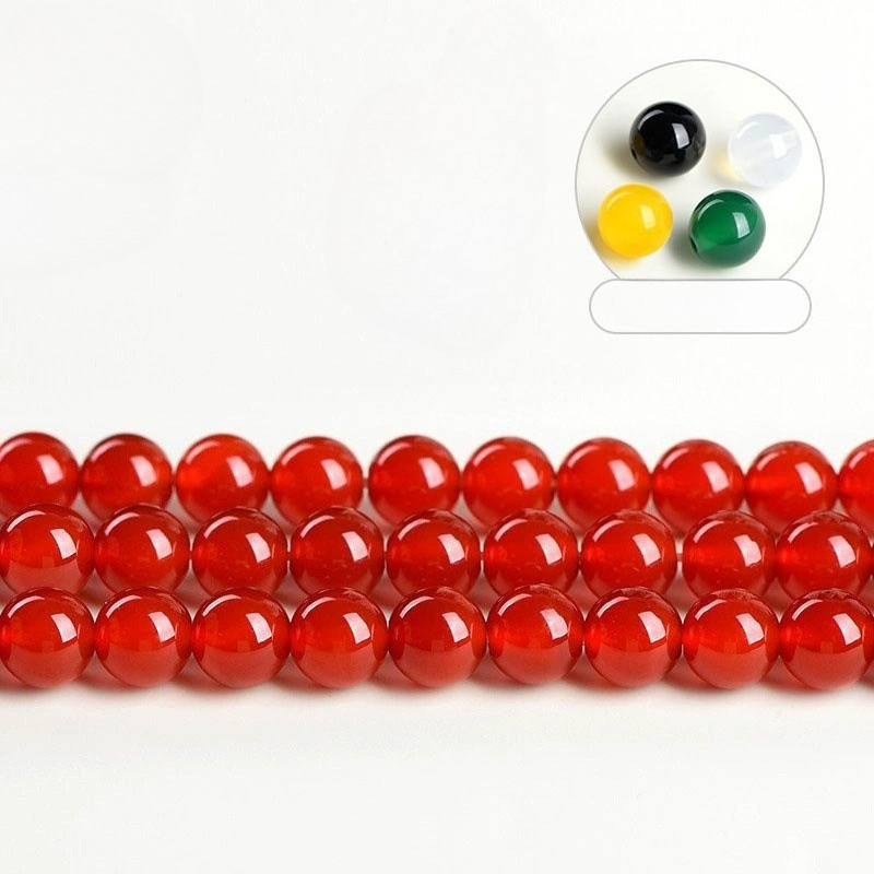 Manik-manik longgar batu akik alami dengan manik-manik hitam dan putih hijau dan kuning manik-manik 