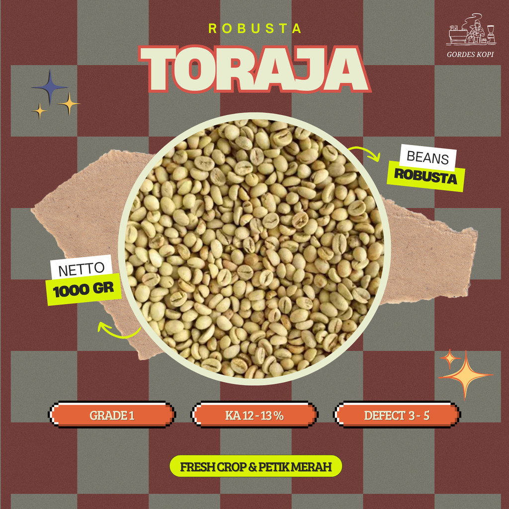 Green Bean Robusta Toraja | Biji Kopi Mentah 1Kg