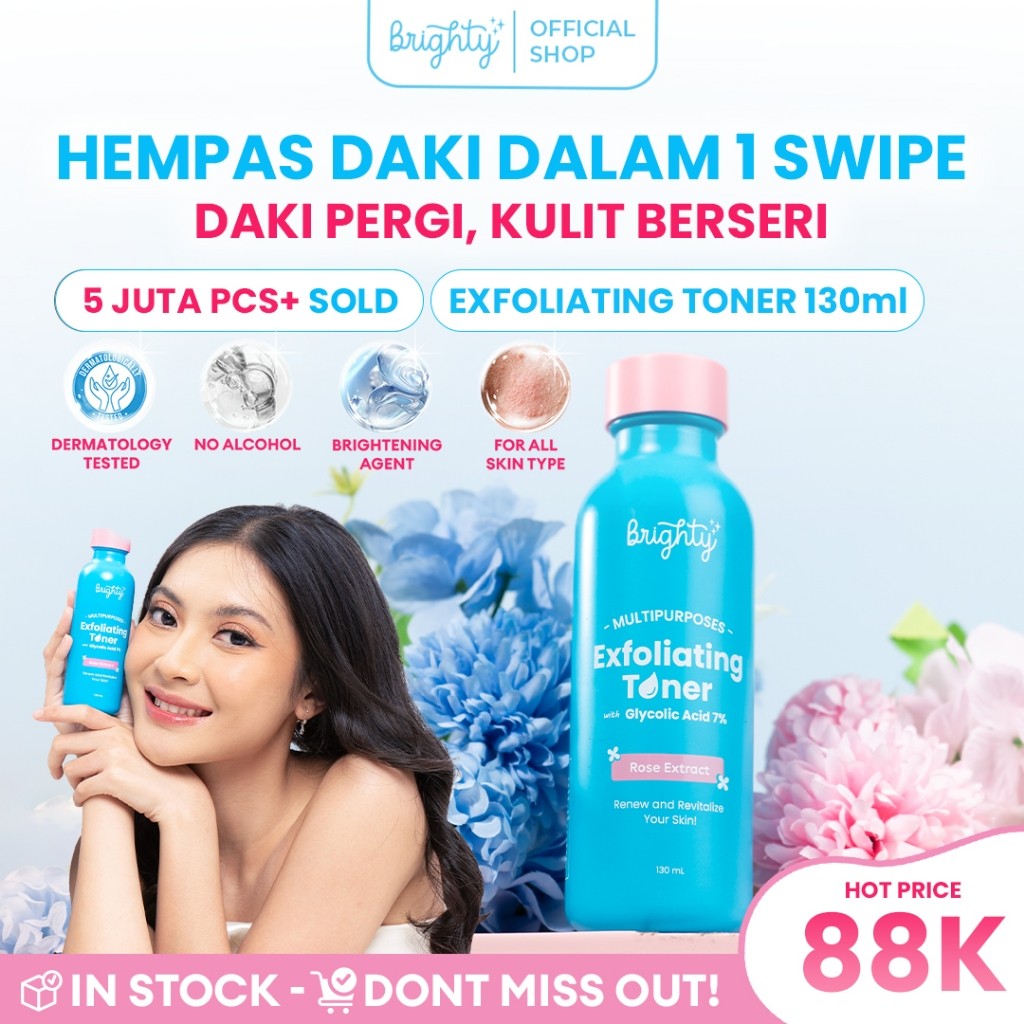 Brighty Multipurpose Exfoliating Toner Pemutih badan pencerah badan pencerah ketiak pemutih leher Hi
