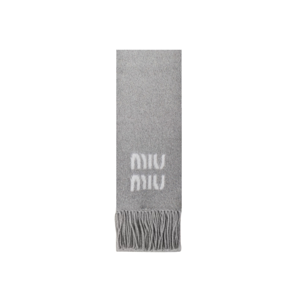 Logo print scarf wool and mohair