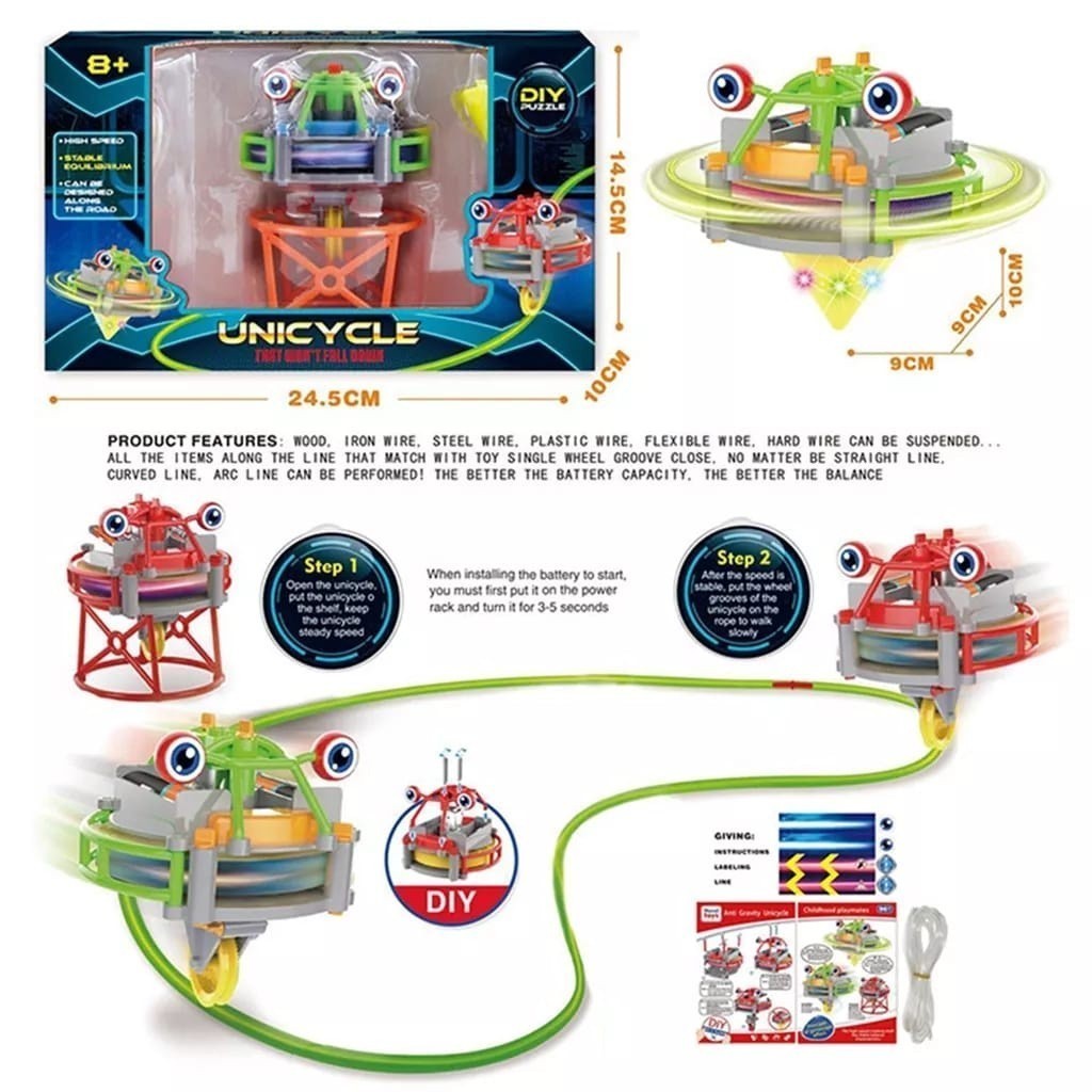 Mainan Robot  Anak Anti Gravitasi Wire Walking Unicycle Tumbler Toy Funny Gyroscope Game Spinning To
