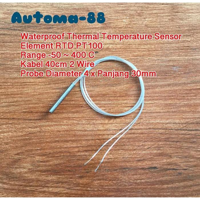 RTD PT100 2 Wire 30mm Temperature Sensor WZP PT100 4x30 mm