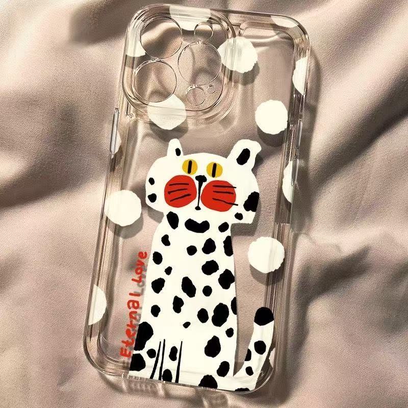 Case Hp Kucing Macan Tutul Lucu Pola Titik Putih untuk  OPPO A1k A3s A7/A5s/A12/A11 A16 4G/16s A16k/