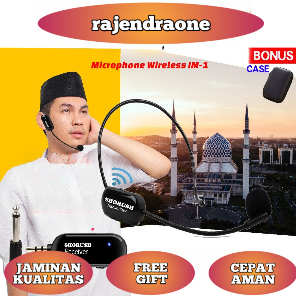 Shorush IM 1 Mikrofon Mic Clip On Wireless UHF 2.4G Presentasi Tur Imam Masjid Musholla