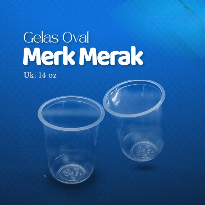 Gelas Plastik Oval 14oz 14 Oz isi 50 Cup Bening Minuman Es Teh Boba Jus