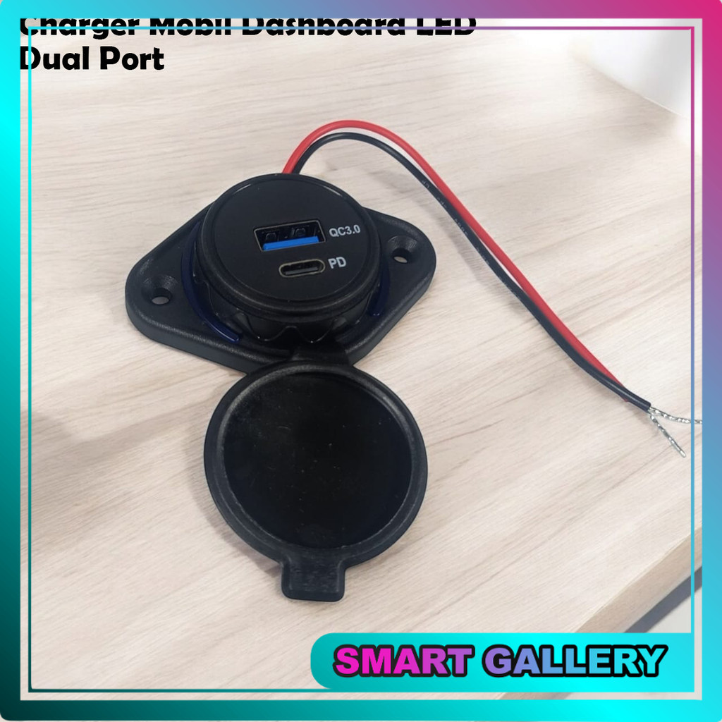 Charger Mobil Dashboard Tempel LED Dual Port USB 3.0 Quick Charging - VD155