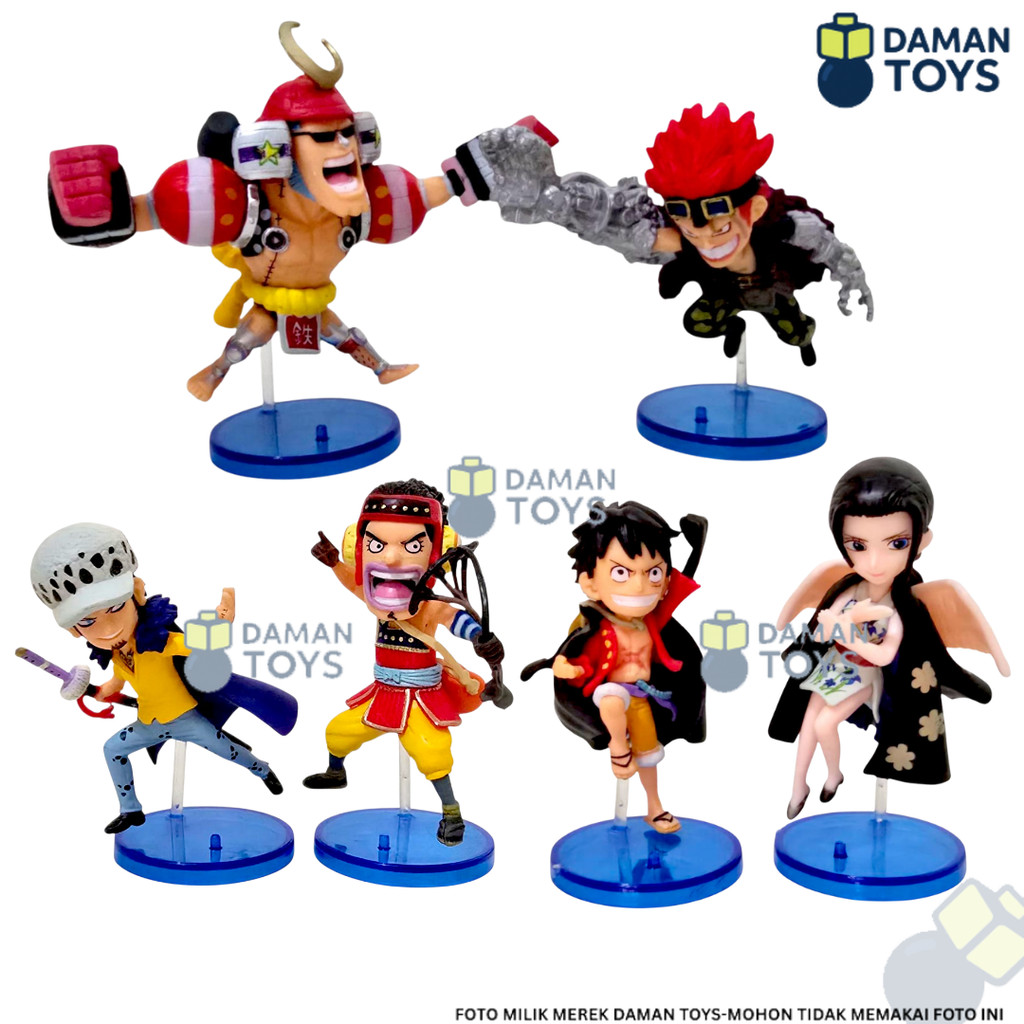 One Piece Wano Series Mini Figure 6 Set Luffy Law Kid Franky Robin Usopp Pajangan Anime