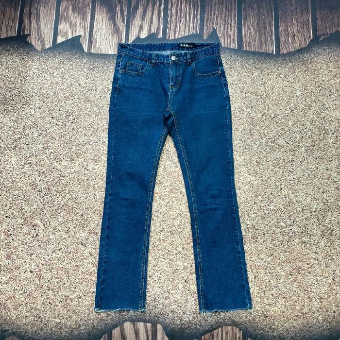 celana panjang jeans biru S BIN unfinish stretch  bahan melar murah bagus size 27