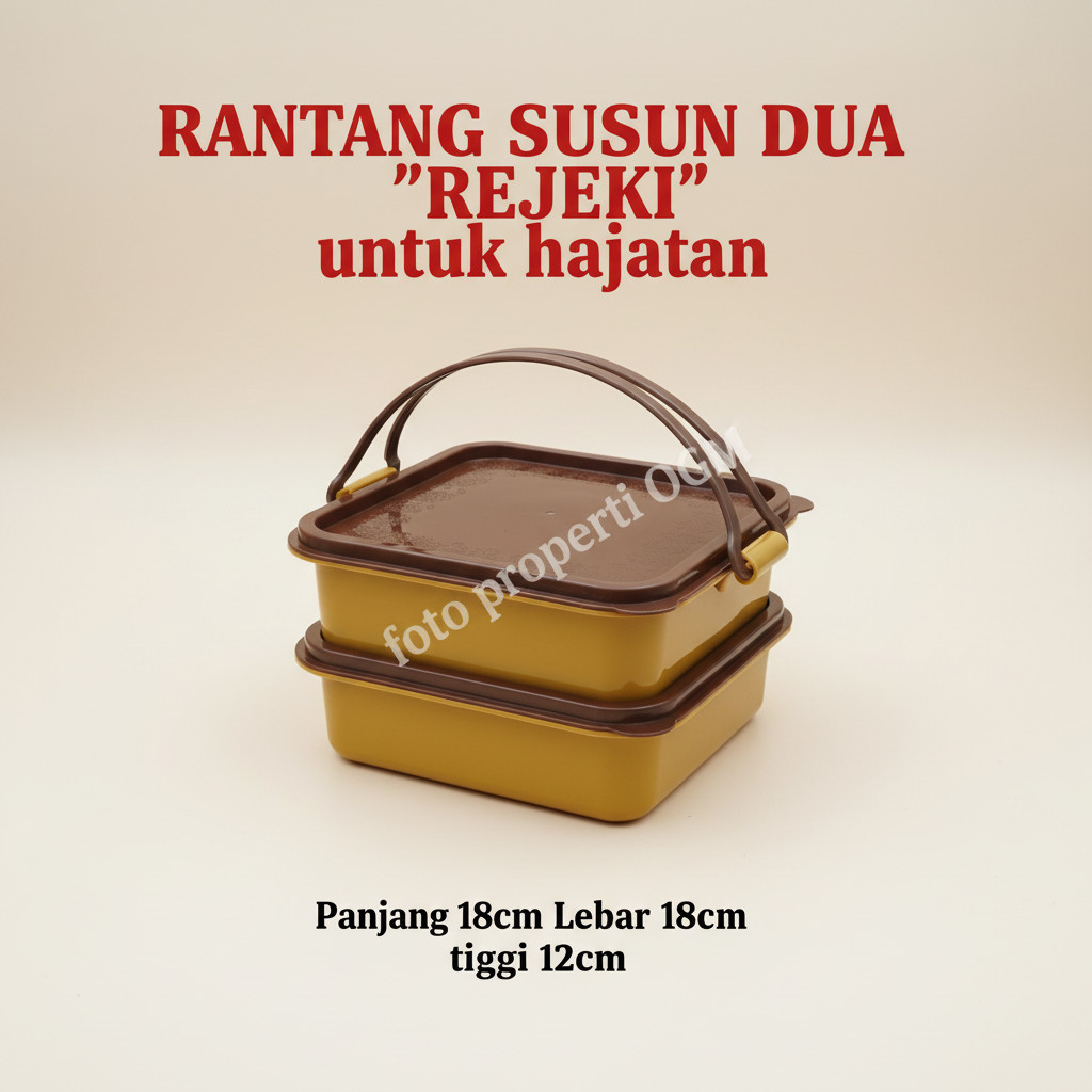 Rantang Susun 2 Kotak Kotak REJEKI  / Rantang Kotak Hajatan / Rantang Murah