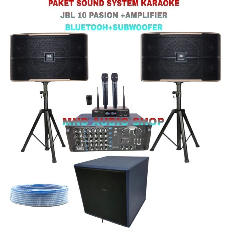 paket sound system karaoke jbl pasion 10 original + amplifier + subwofer