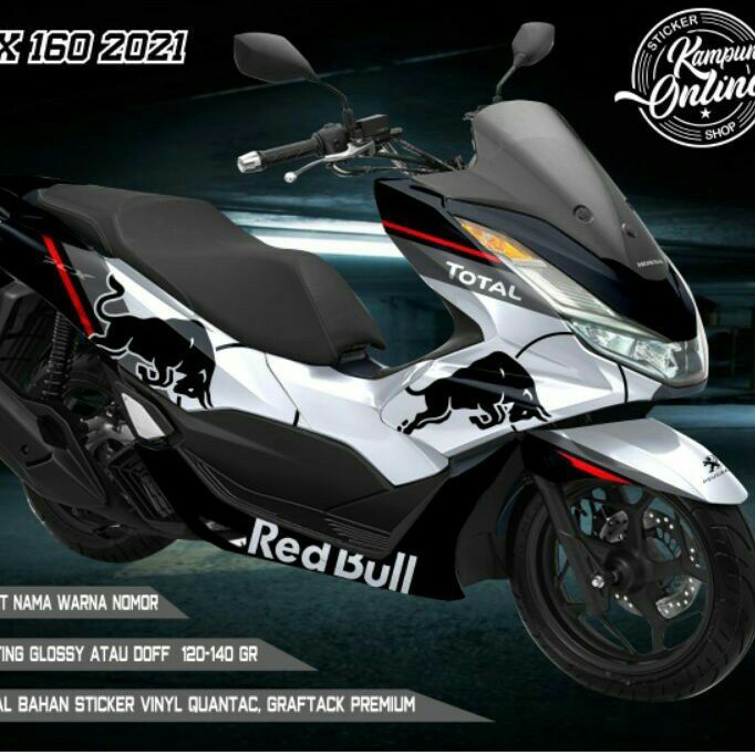 Decal all new pcx 160 Redbull putih hitam